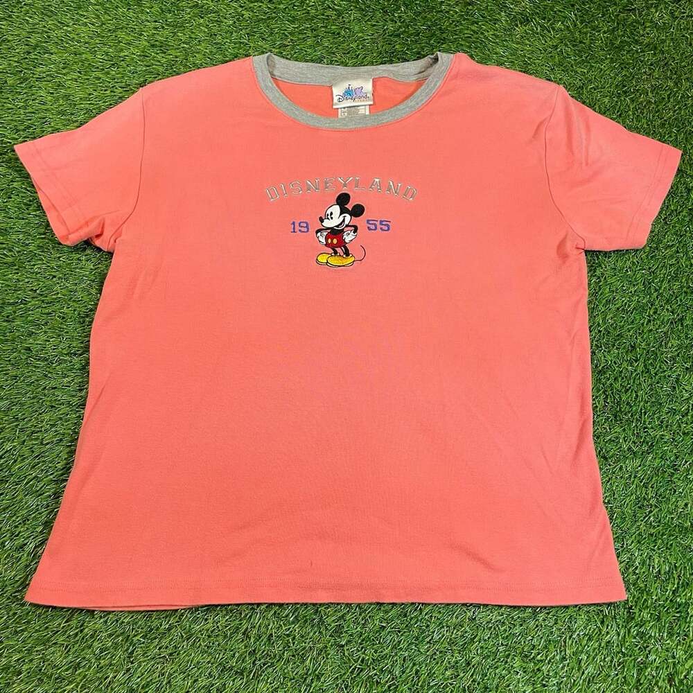 Disneyland Resort Mickey Mouse 1955 Embroidered Pink T-Shirt Size Large